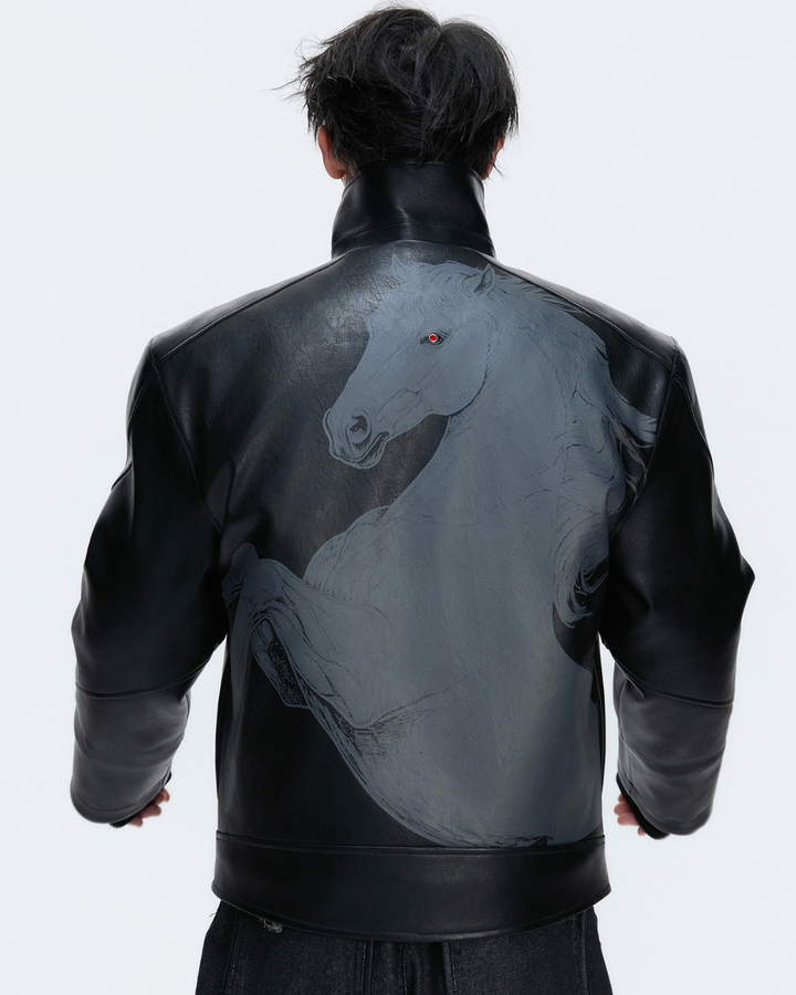 [ArguE CulturE] BLACK HORSE LEATHER JACKET na2287