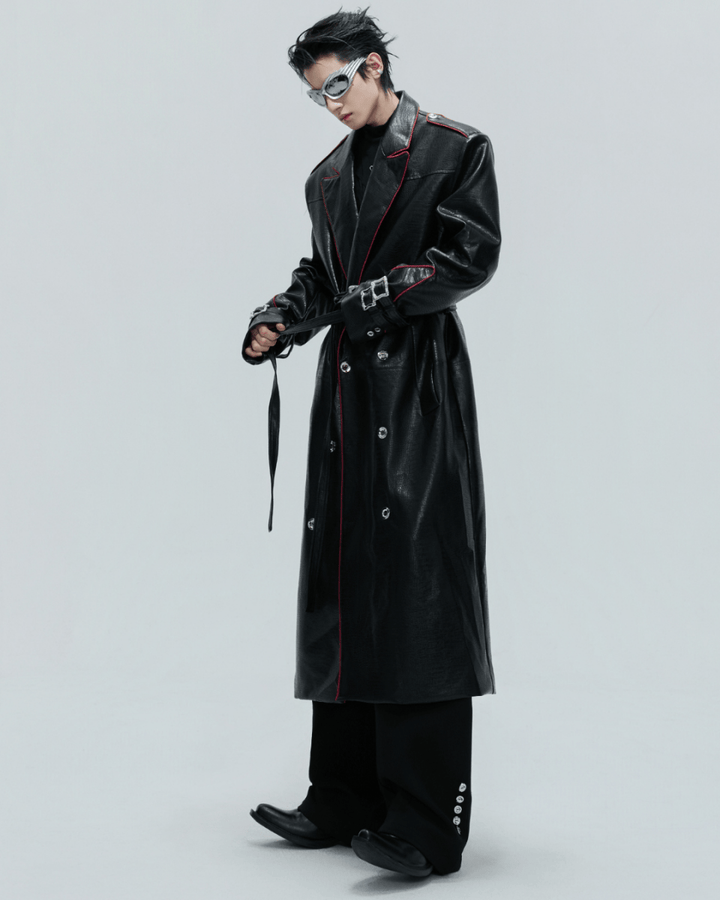 [ArguE CulturE] Noir Blade Leather Trench na2258