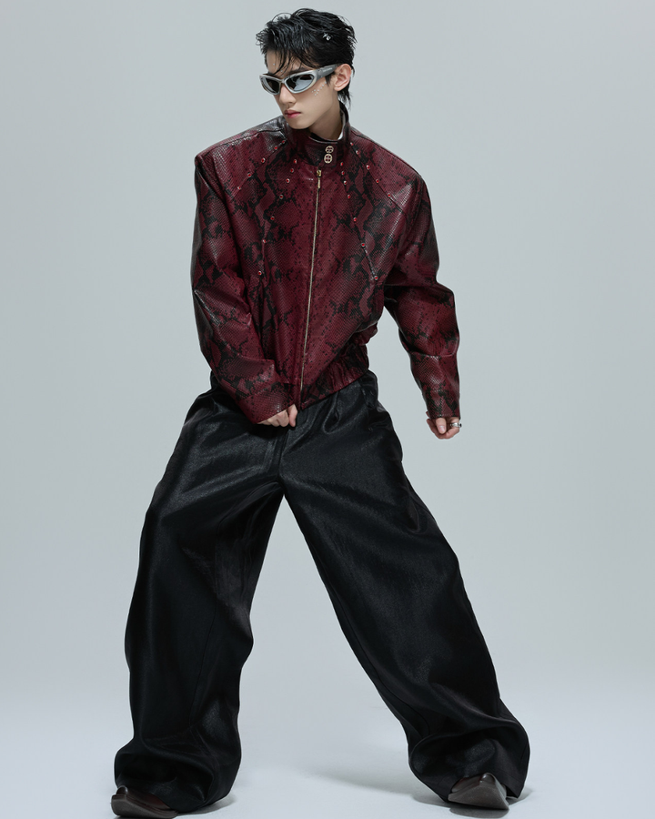 [ArguE CulturE] CRIMSON PYTHON LEATHER JACKET na2293