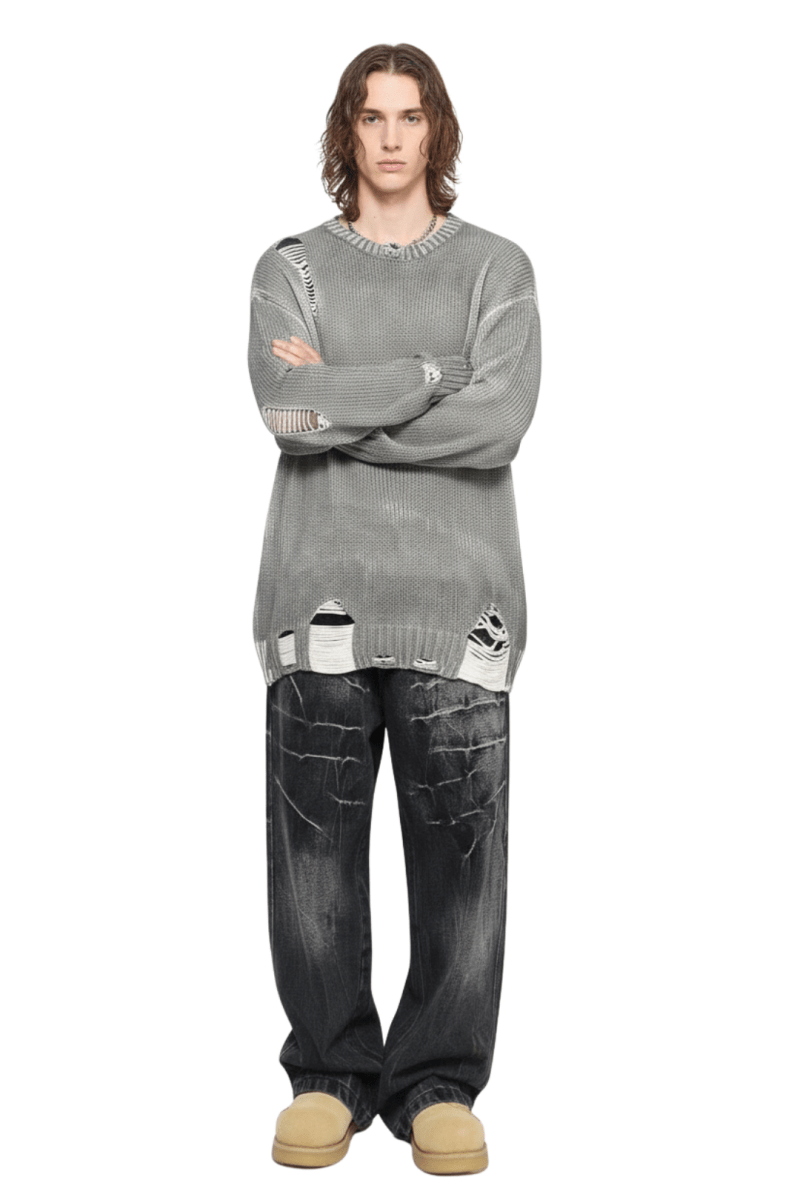 Grunge Damage Crewneck Knit  na2395