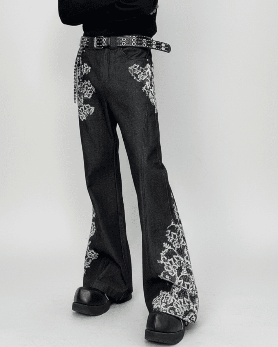 NOIR EMBROIDERY FLARE DENIM na2329