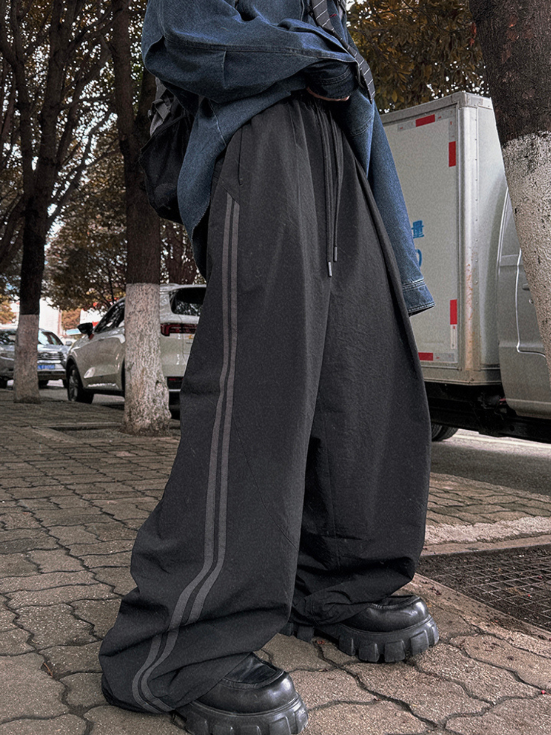 【Aurocean】Loose Black Sweatpants na1674