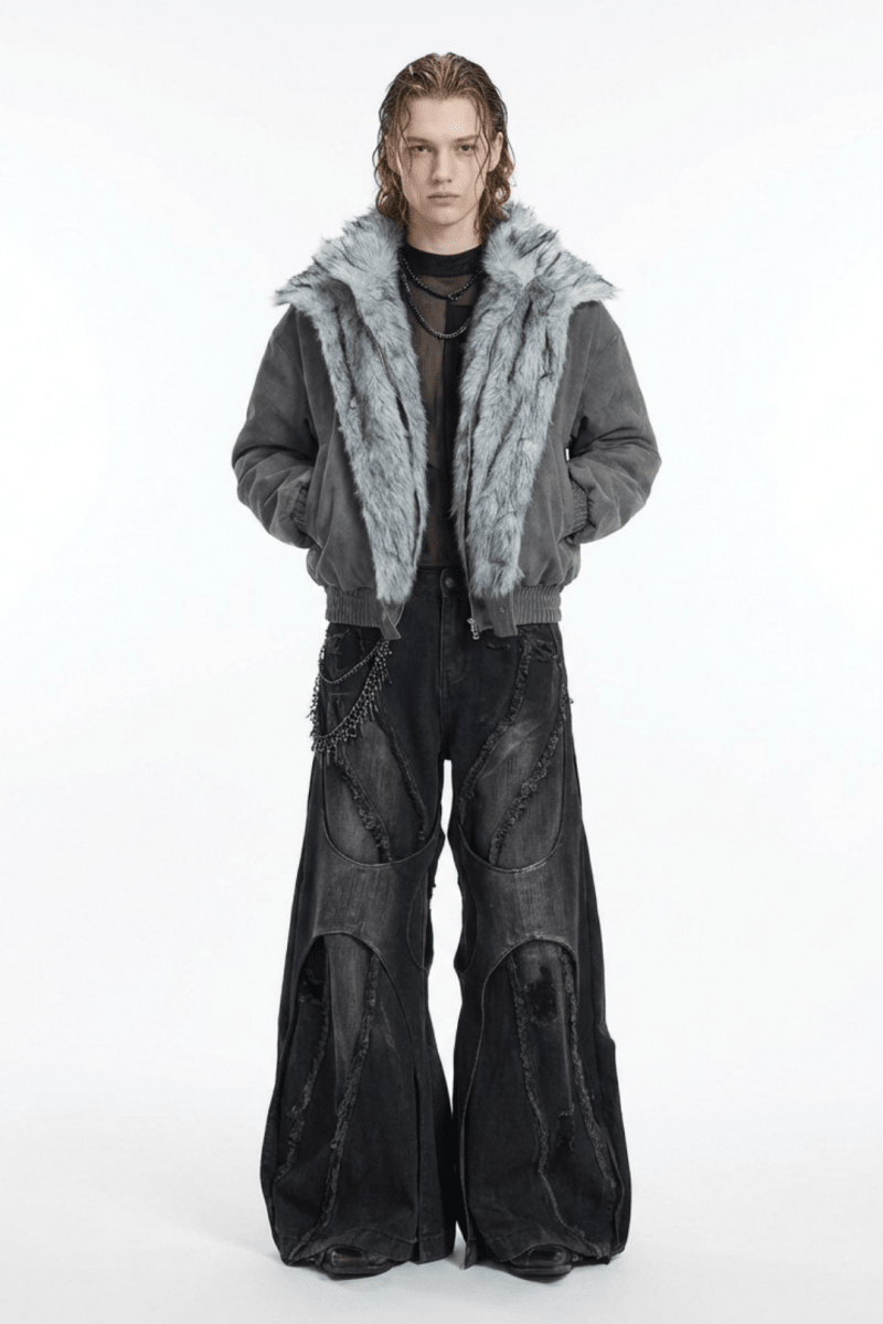 NOMANIAI Layered Flare Wide Pants na2370