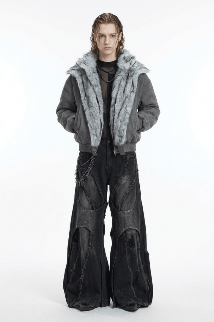 NOMANIAI Layered Flare Wide Pants na2370