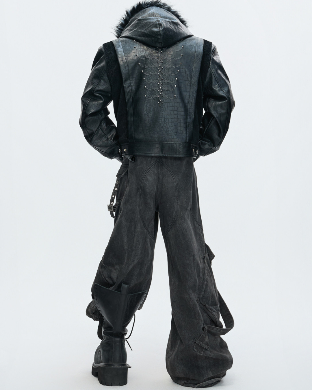 【ArguE CulturE】Back Stud Leather Hood Jacket na2291