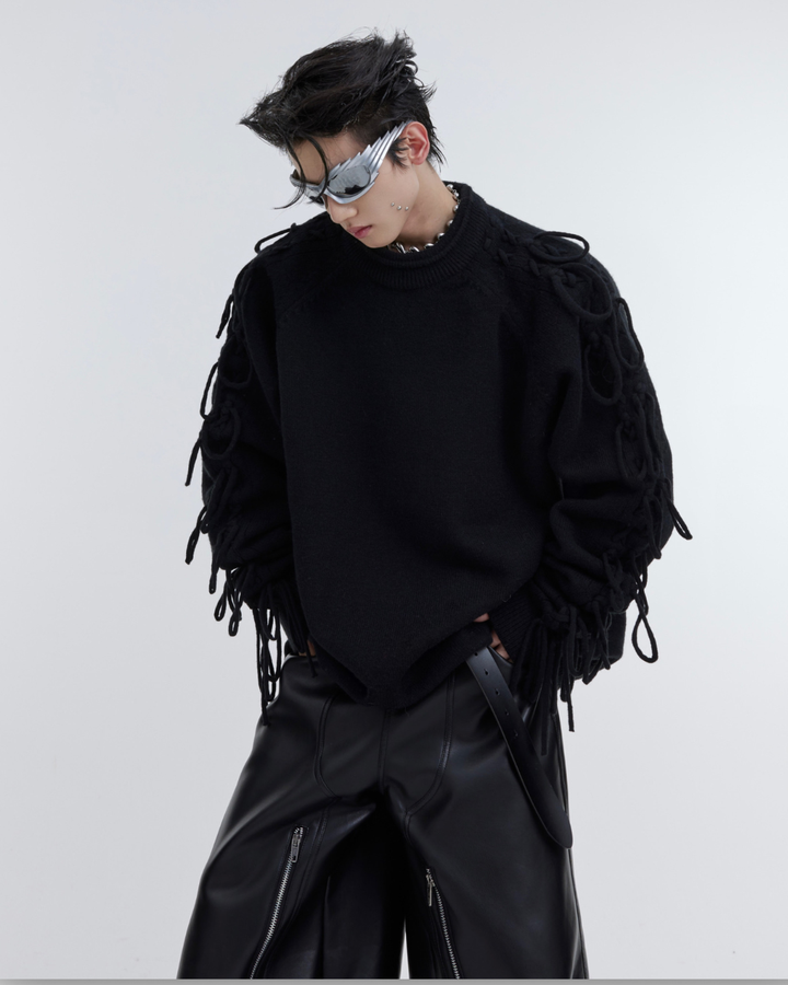[ArguE CulturE] Fringe Arm Knit Sweater na2266