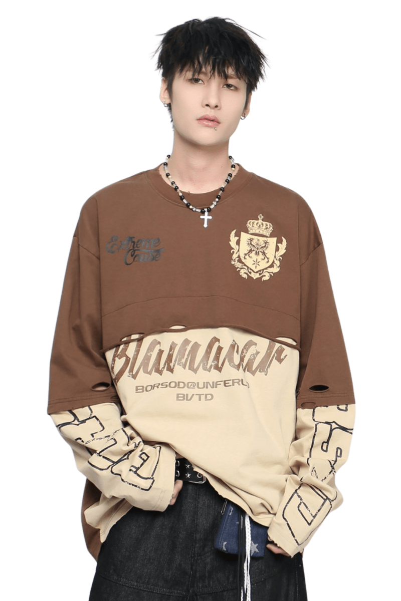 Cropped Overlay Long Sleeve Tee na2450