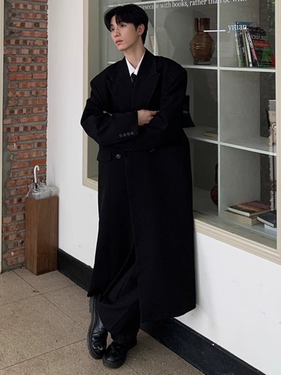 【ONELYC1NS】Korean loose long knee-length coat na1572