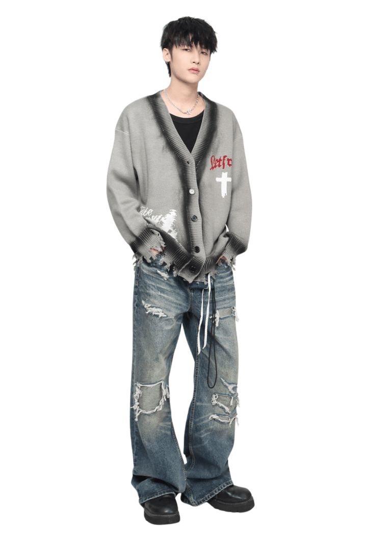 Retro Grunge Button Cardigan na2453