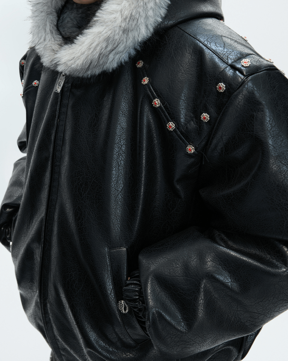 [ArguE CulturE] Noir Glacier Fur Jacket na2256