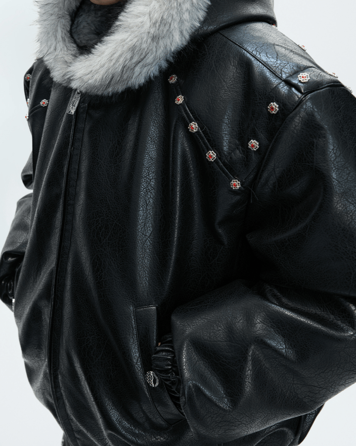 [ArguE CulturE] Noir Glacier Fur Jacket na2256
