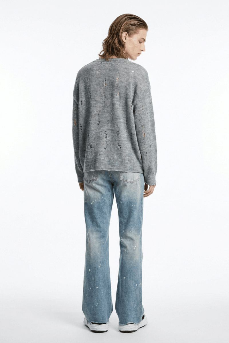 gray long knit si10002