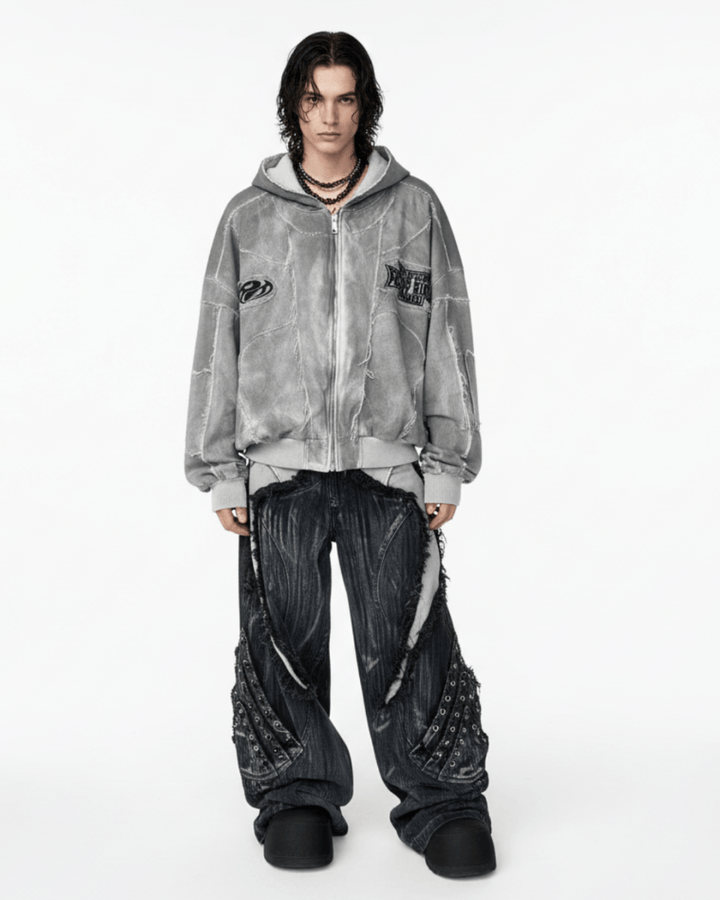 Fracture Denim Hoodie na2233