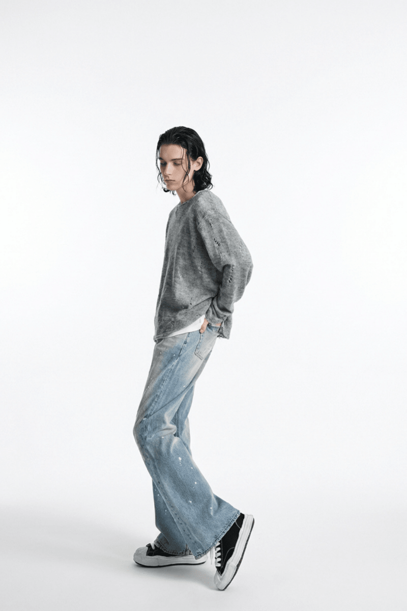 gray long knit si10002