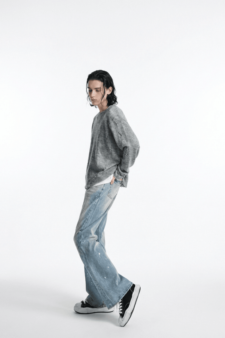 gray long knit si10002