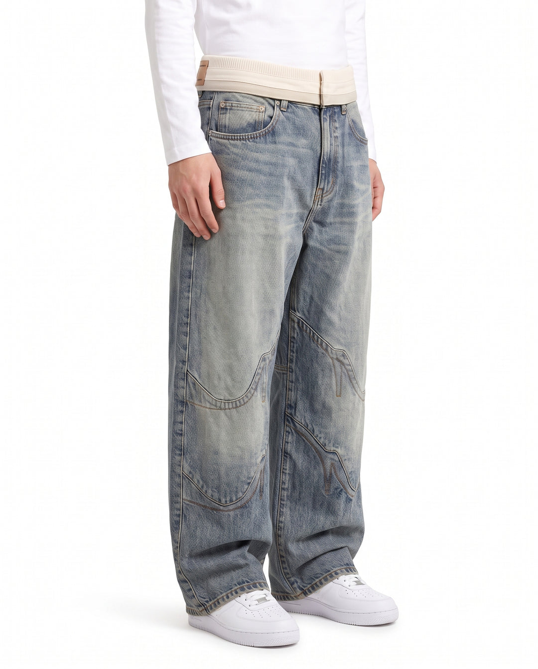 Foldover Wide Jeans na2991