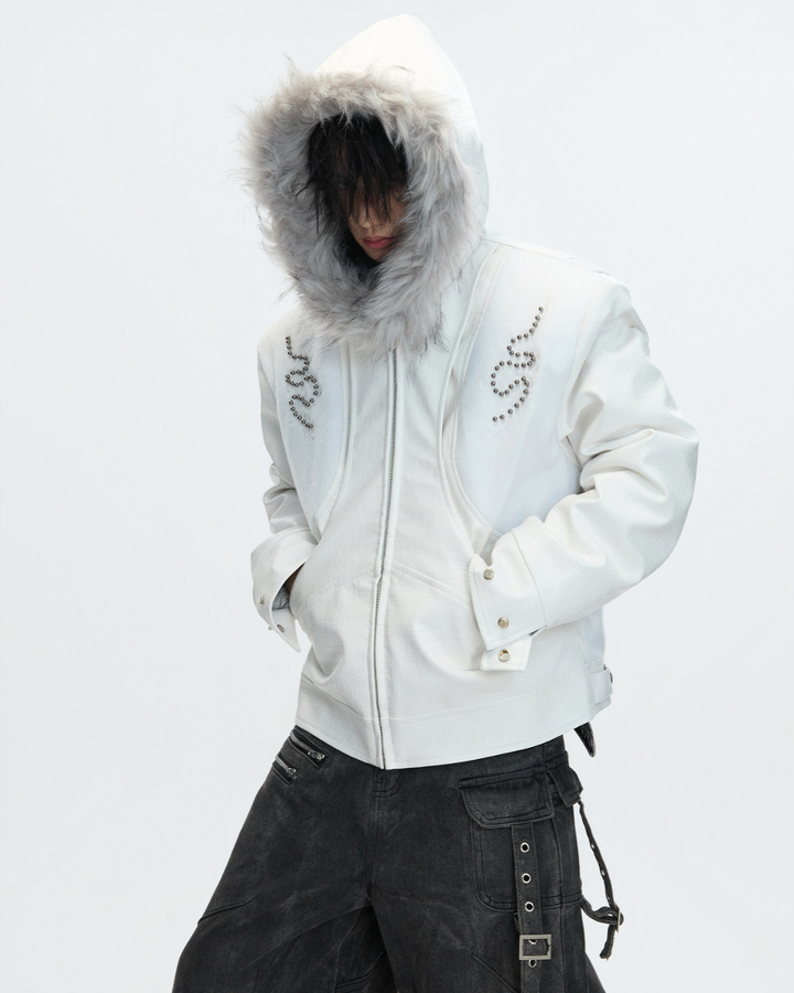 【ArguE CulturE】Back Stud Leather Hood Jacket na2291