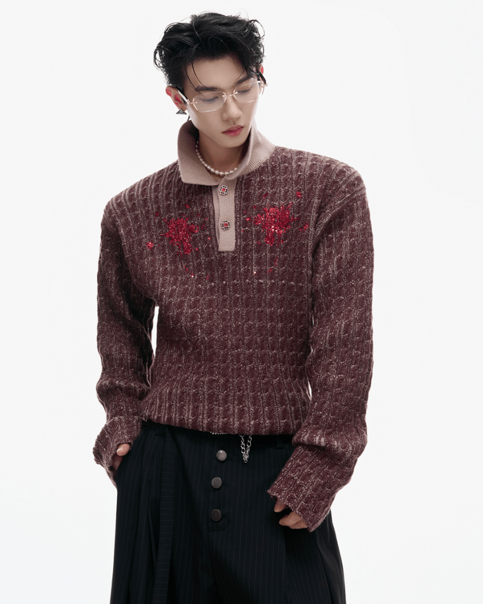 [ArguE CulturE] Garnet Bloom Knit Top na2250