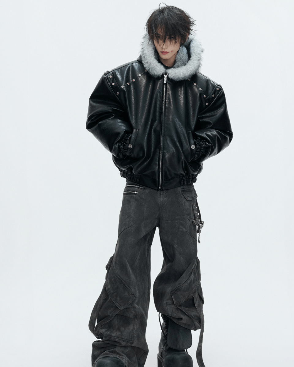 [ArguE CulturE] Noir Glacier Fur Jacket na2256