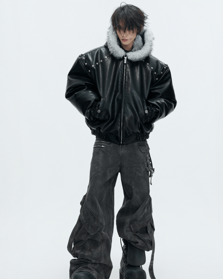 [ArguE CulturE] Noir Glacier Fur Jacket na2256