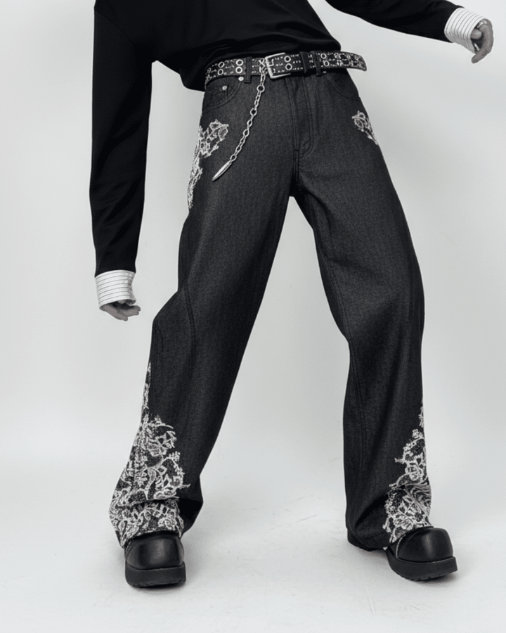 NOIR EMBROIDERY FLARE DENIM na2329