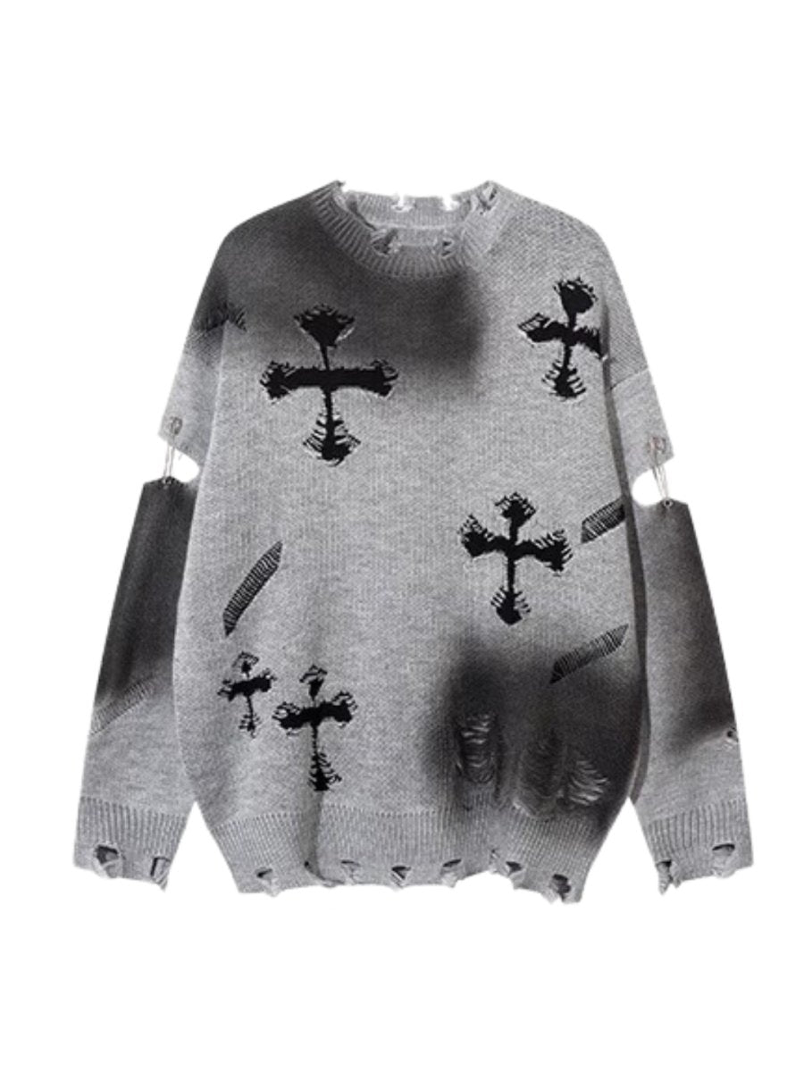 【Mz】high street broken hole cross pin knit na1547