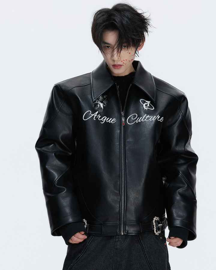 [ArguE CulturE] BLACK HORSE LEATHER JACKET na2287
