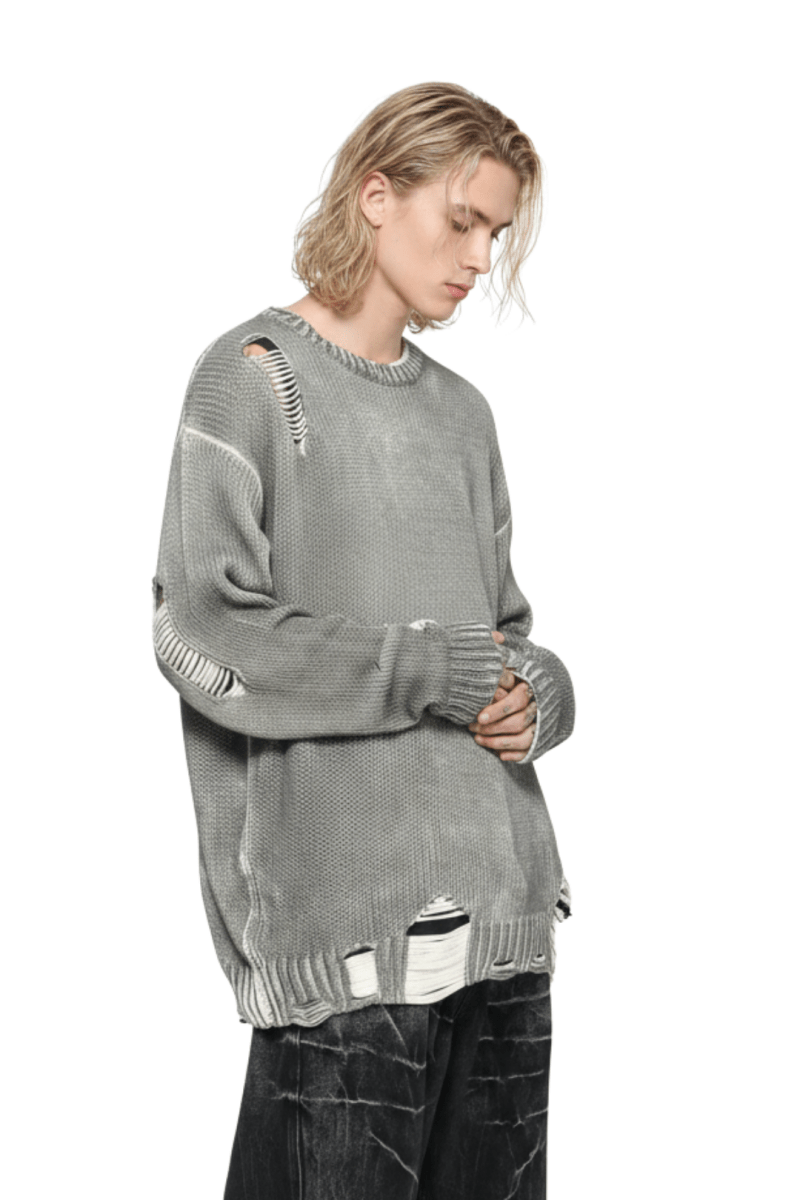 Grunge Damage Crewneck Knit  na2395