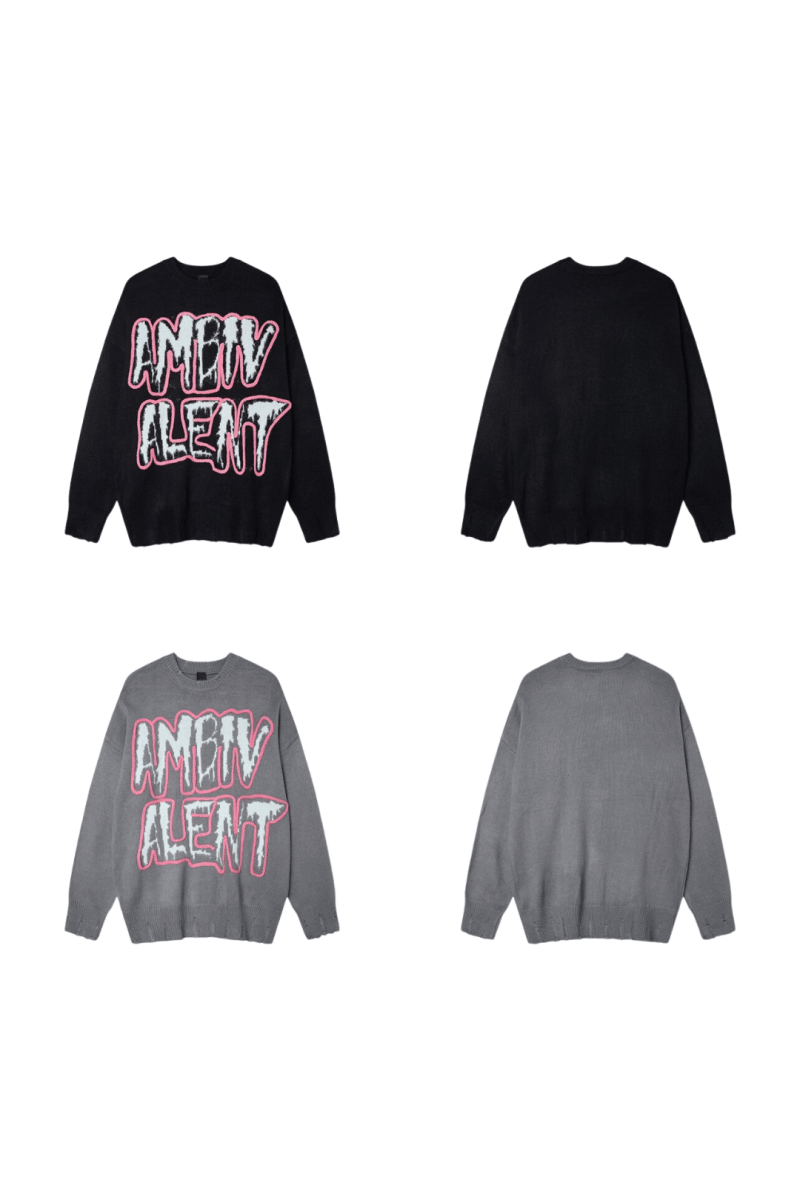 Loose Fit Letter Knit Sweater na2462