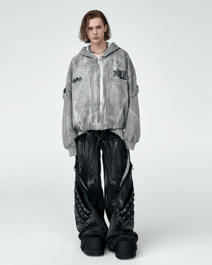 Fracture Denim Hoodie na2233