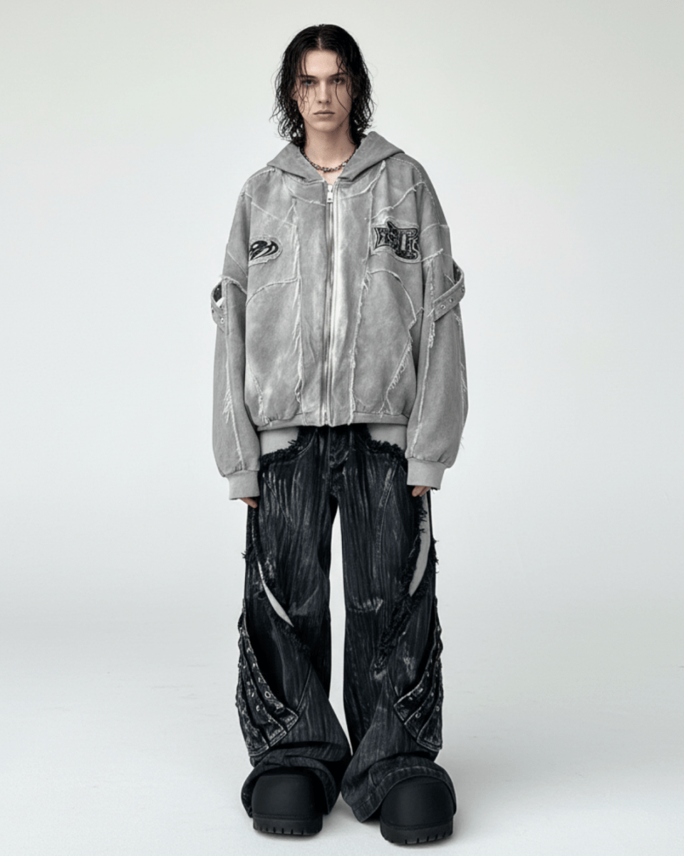 Fracture Denim Hoodie na2233