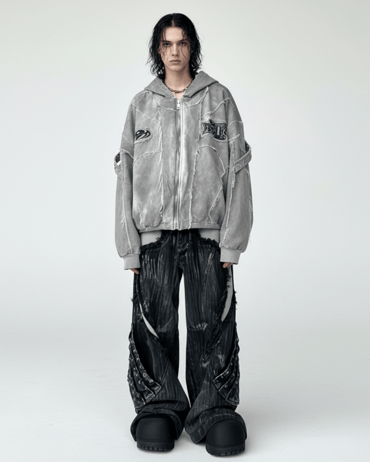 Fracture Denim Hoodie na2233