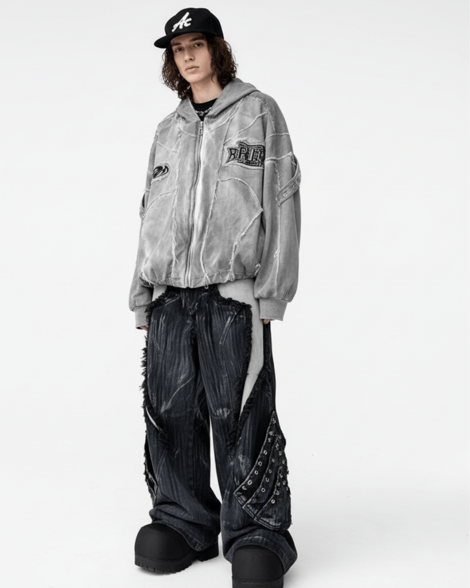 Fracture Denim Hoodie na2233