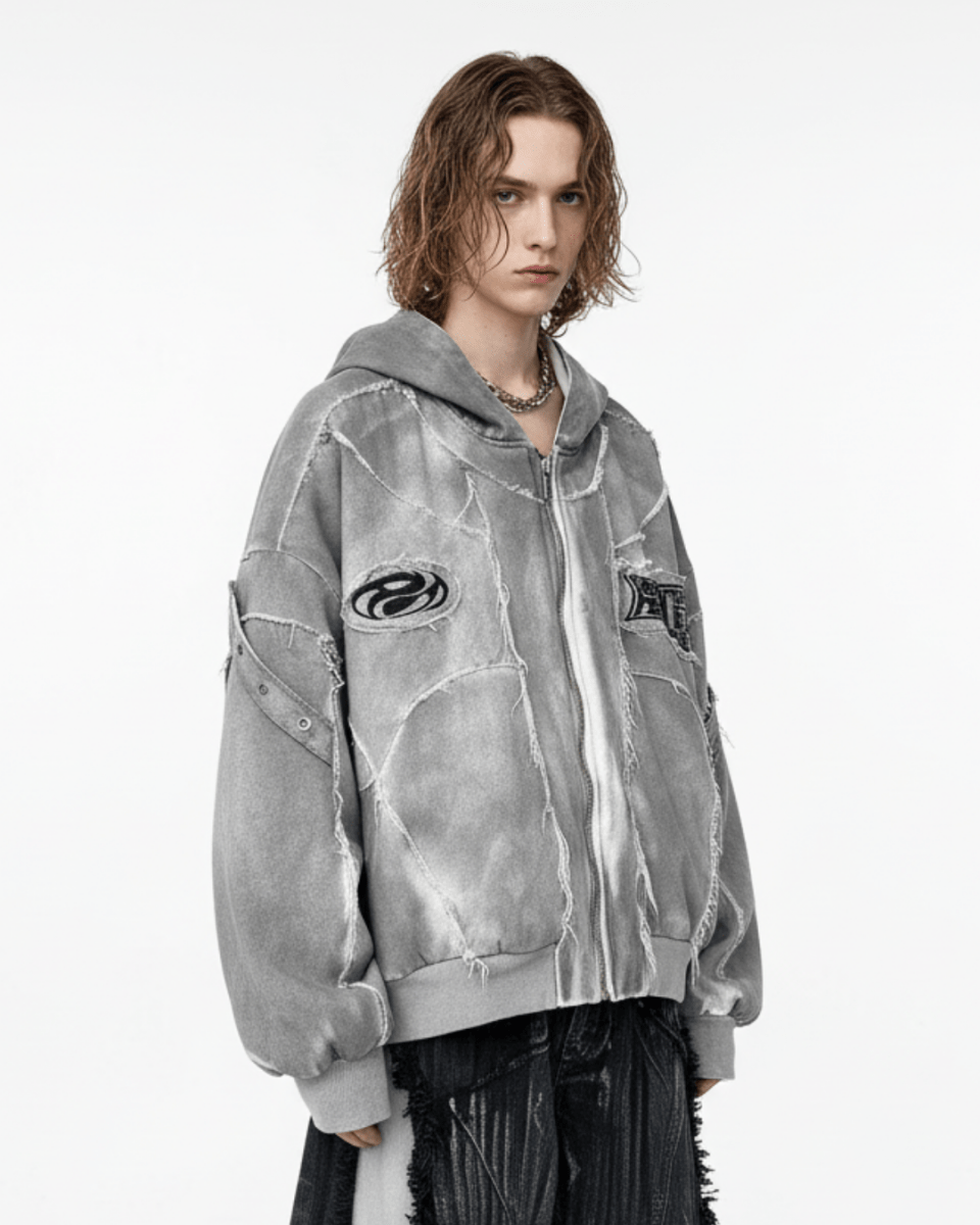 Fracture Denim Hoodie na2233