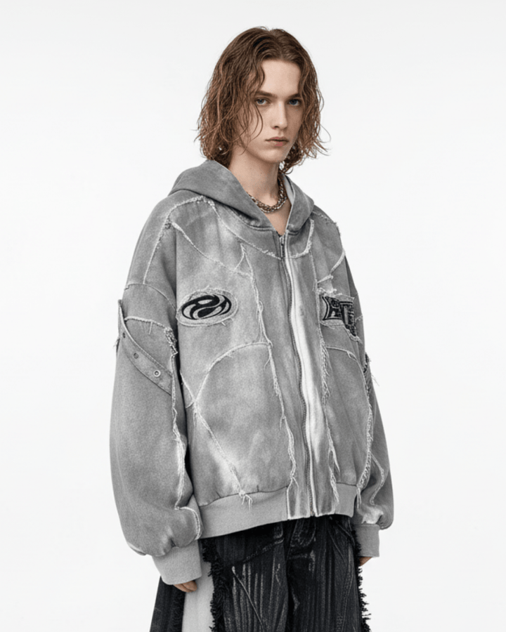 Fracture Denim Hoodie na2233