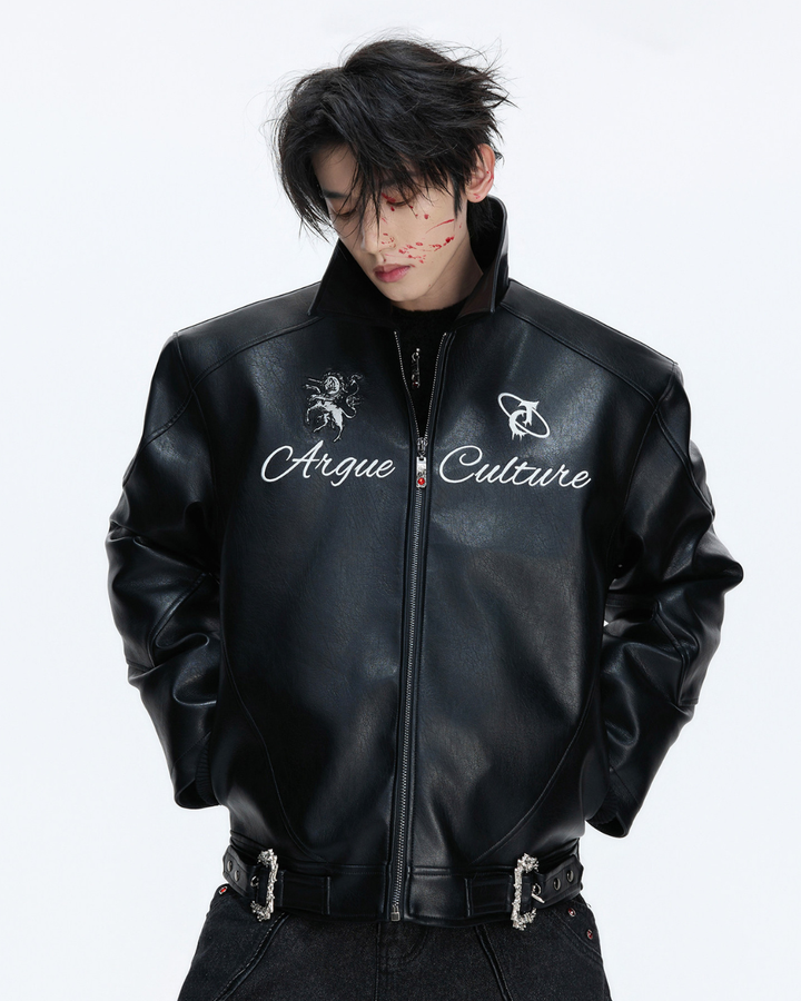 [ArguE CulturE] BLACK HORSE LEATHER JACKET na2287