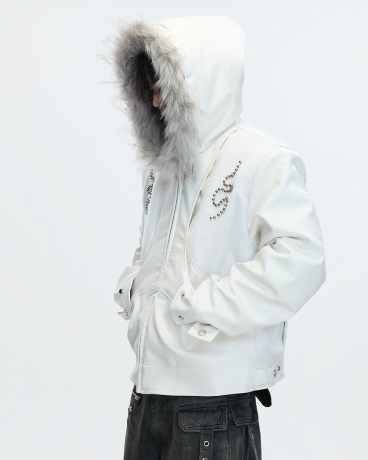 【ArguE CulturE】Back Stud Leather Hood Jacket na2291