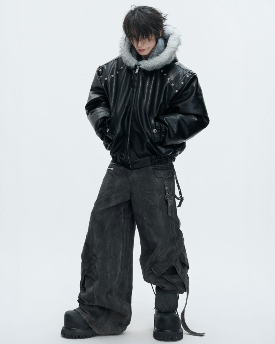 [ArguE CulturE] Noir Glacier Fur Jacket na2256