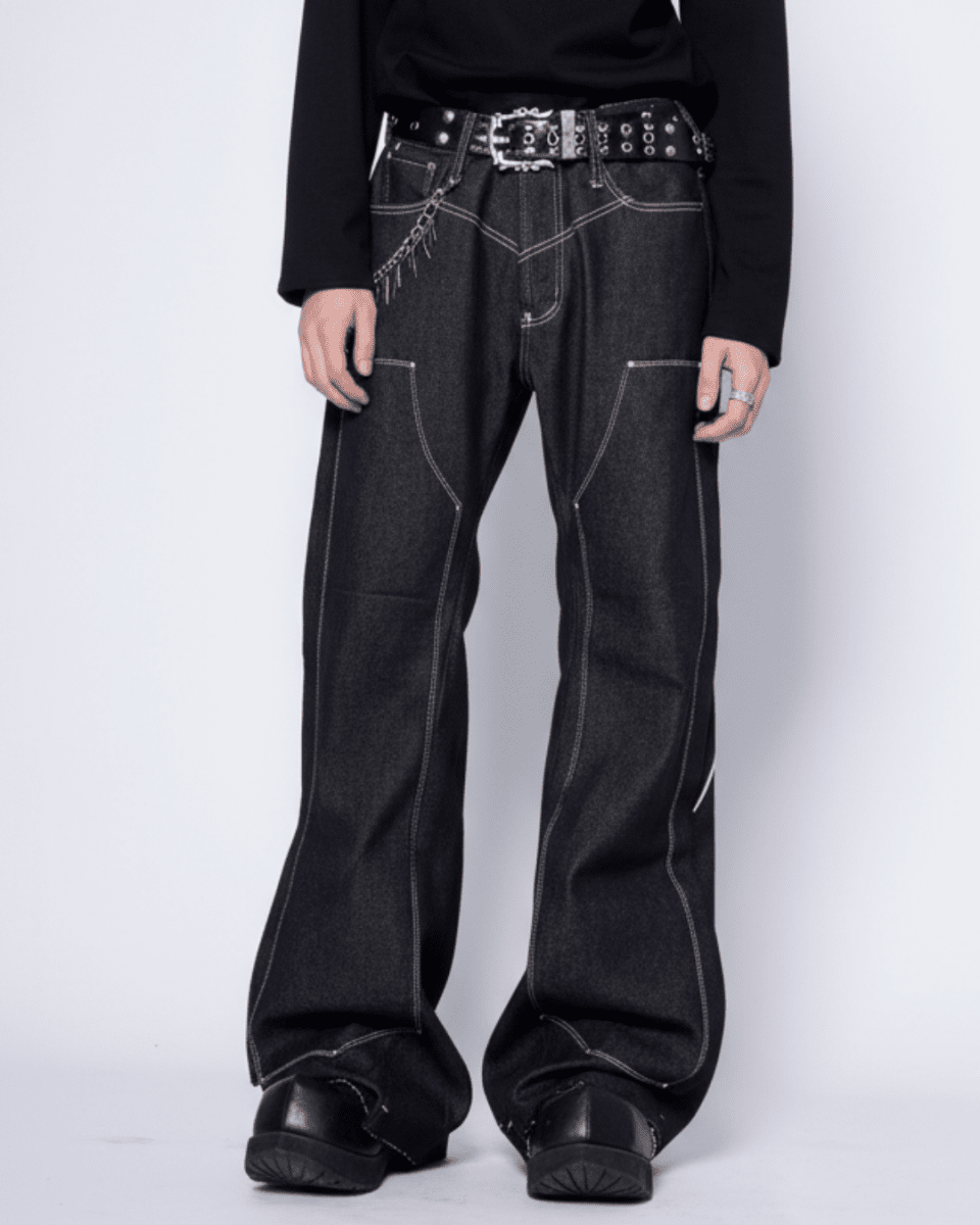 Embroidered Flare Denim Pants na2331