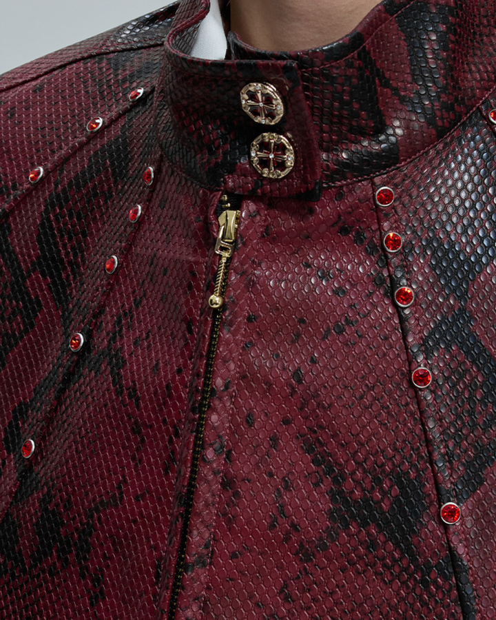 [ArguE CulturE] CRIMSON PYTHON LEATHER JACKET na2293