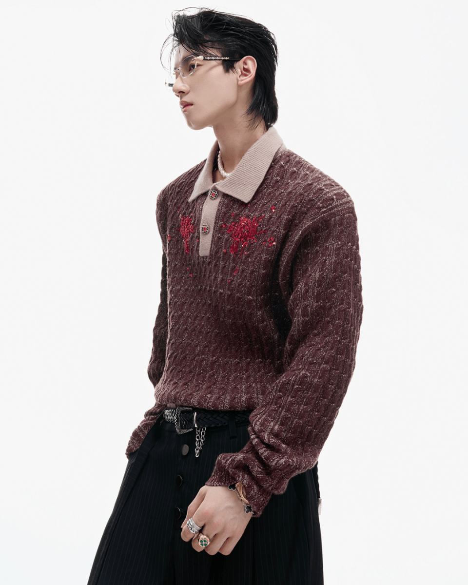 [ArguE CulturE] Garnet Bloom Knit Top na2250