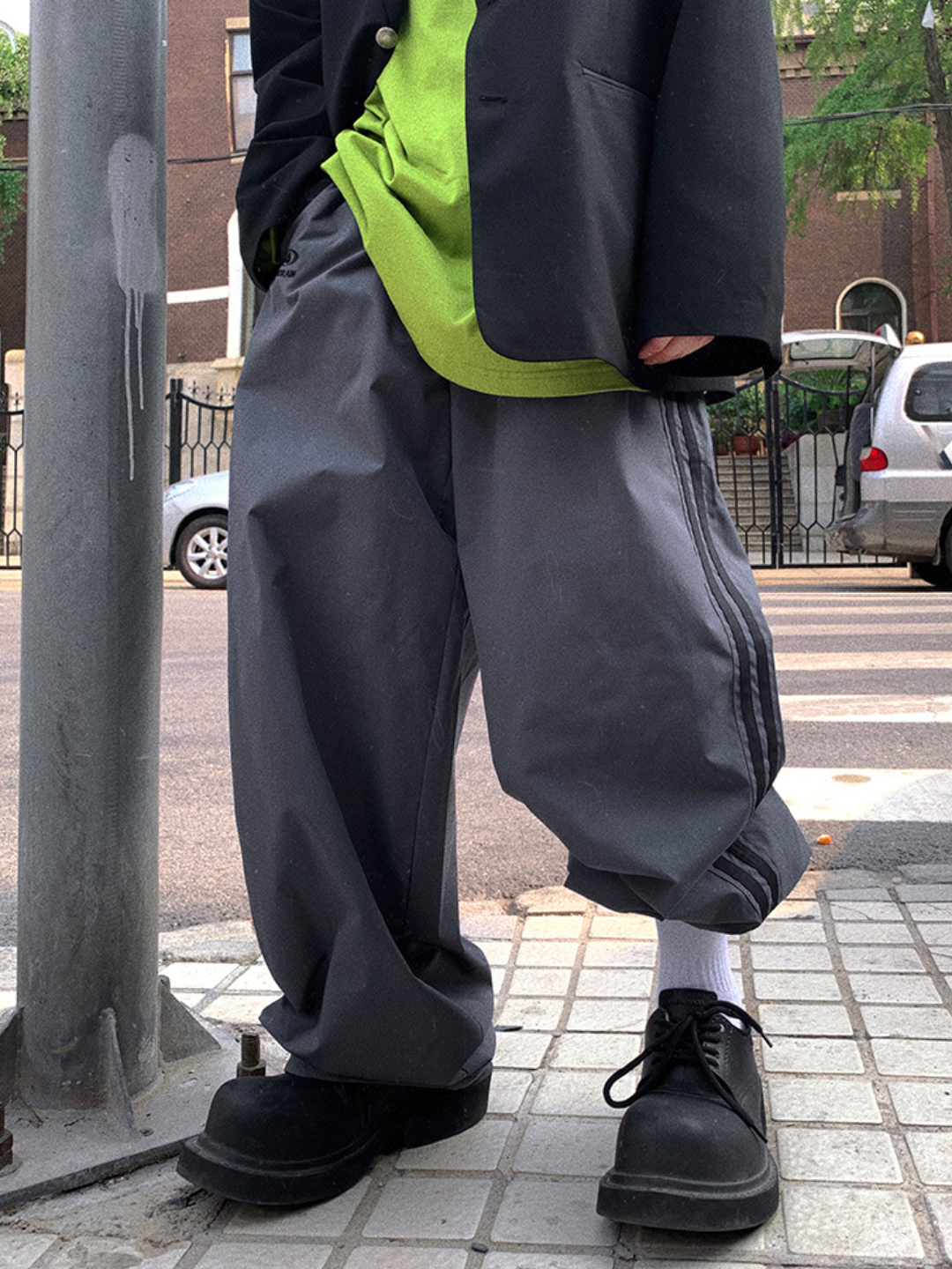 【Aurocean】Gray Nylon pants na1675 