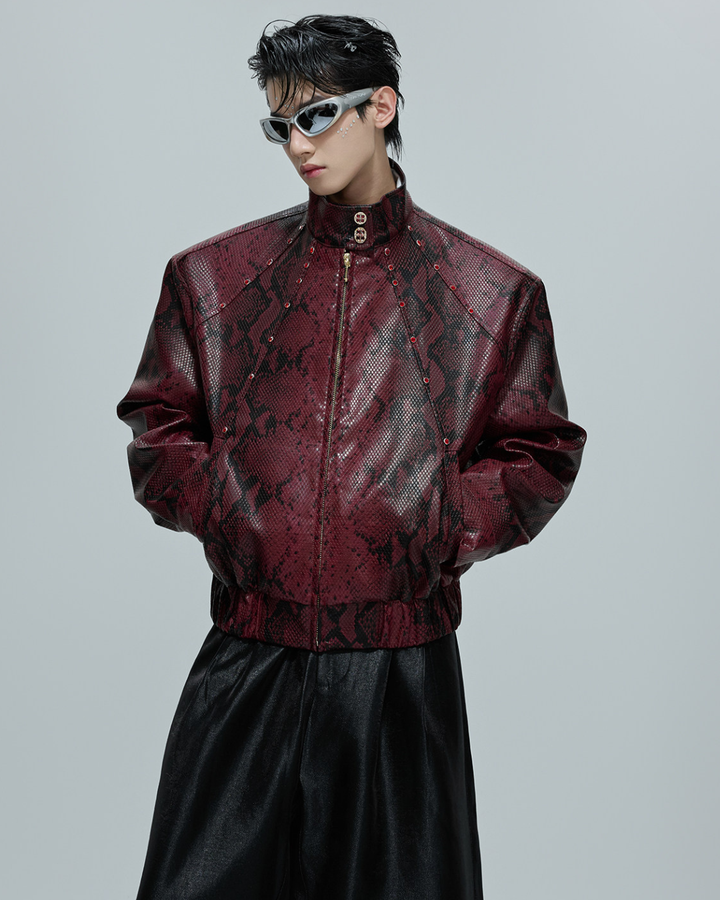 [ArguE CulturE] CRIMSON PYTHON LEATHER JACKET na2293