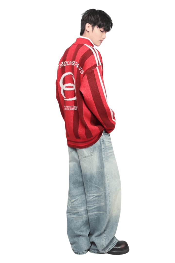 Retro Athletic Knit Sweater na2458