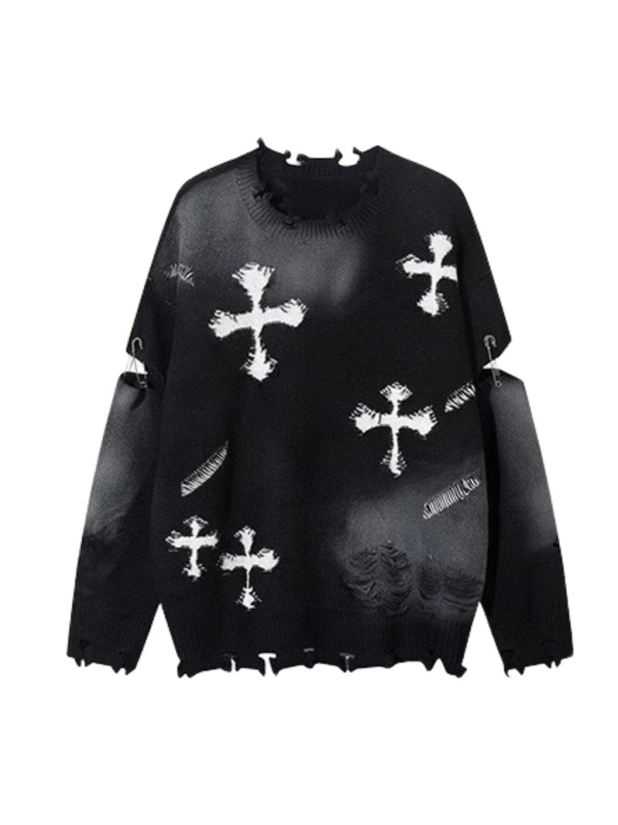 【Mz】high street broken hole cross pin knit na1547