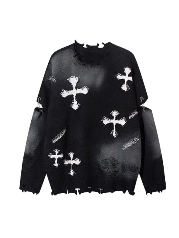 【Mz】high street broken hole cross pin knit  na1547