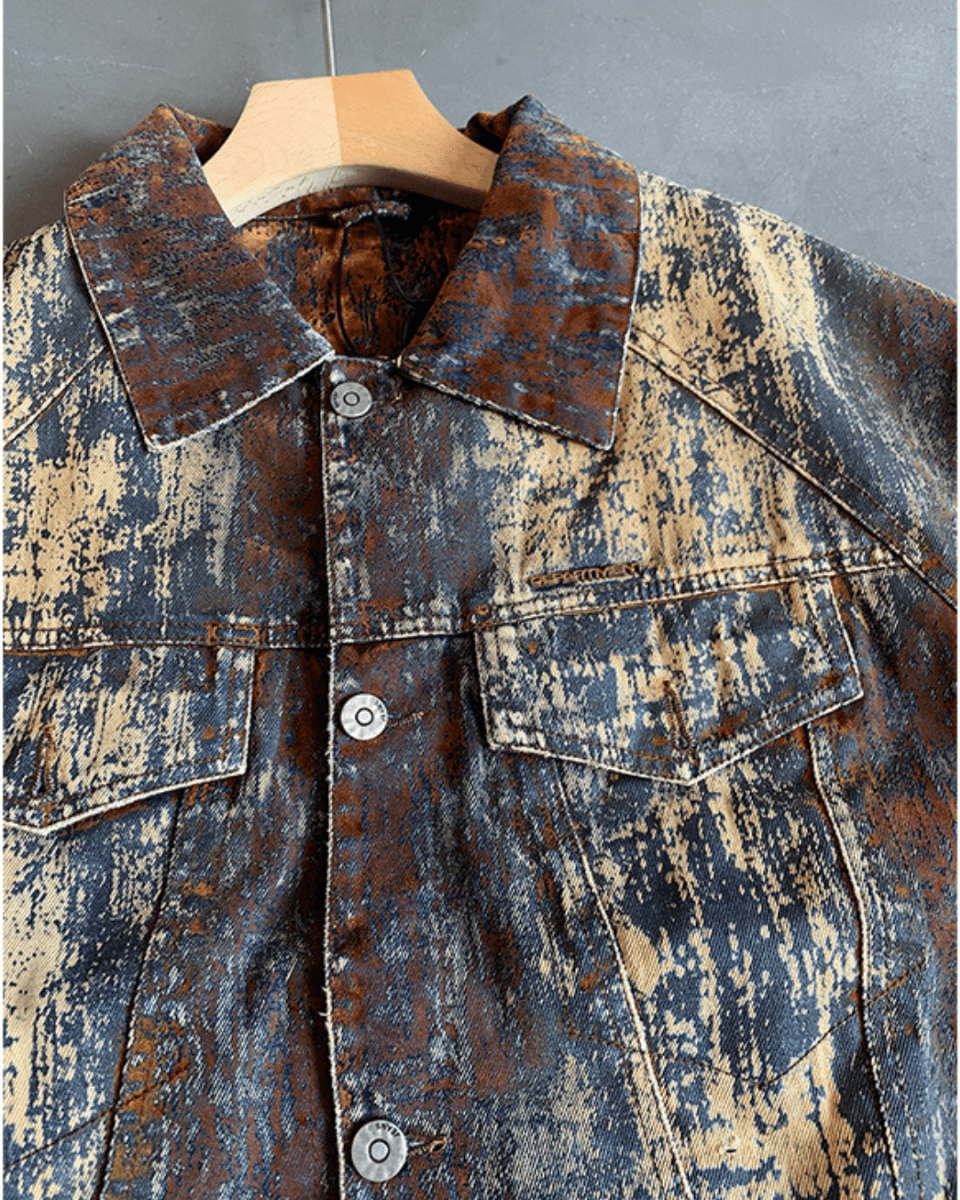 Nanostudio Rust Fade Art Denim Jacket (na2212)