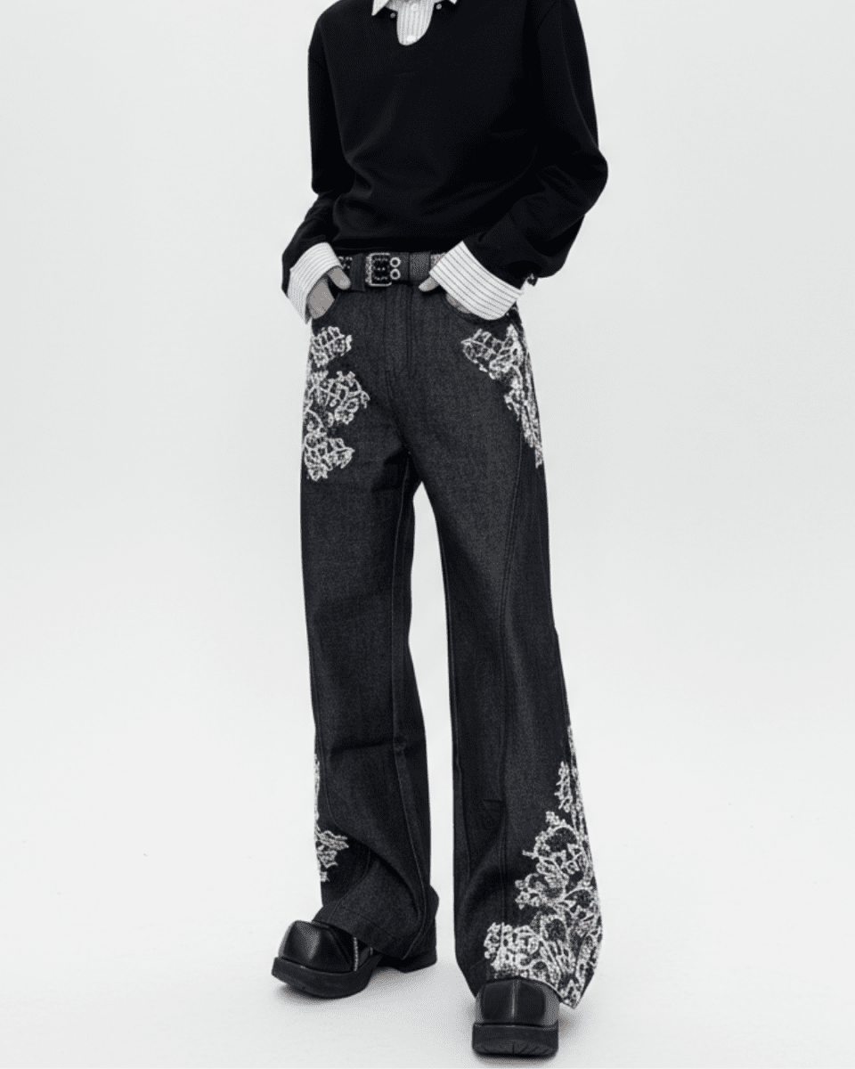 NOIR EMBROIDERY FLARE DENIM na2329