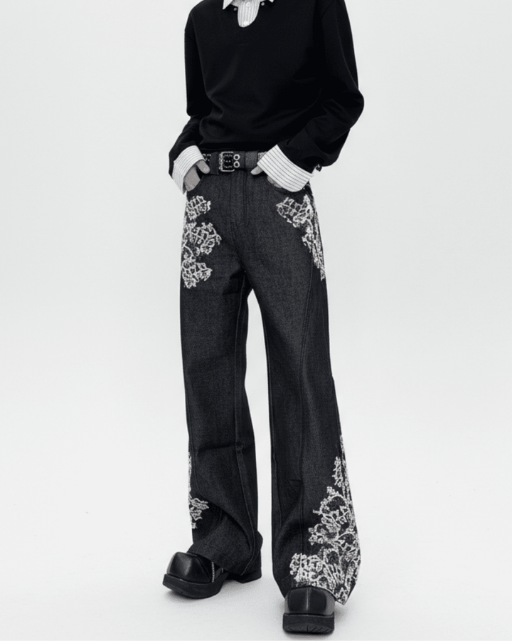 NOIR EMBROIDERY FLARE DENIM na2329