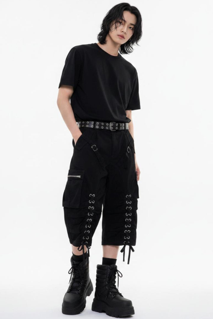Distressed Denim Knee-Length Shorts  na2601